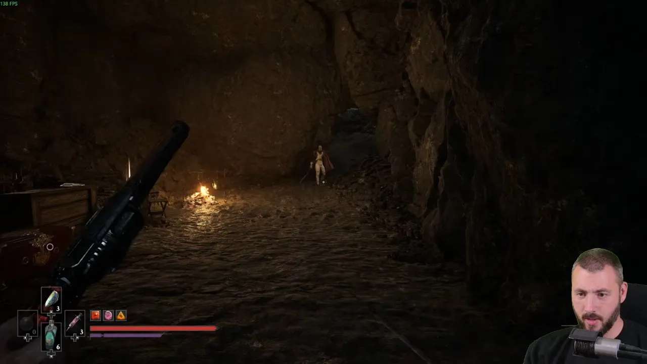 Valor Mortis Eternal Guard Fields location inside a rocky chamber beside a fire