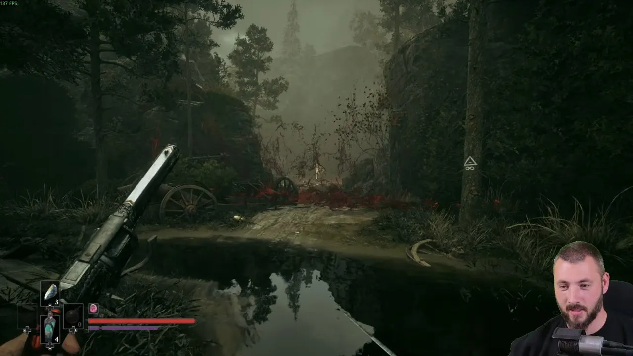 Valor Mortis Eternal Guard opening battlefield location beyond a muddy path and white wall symbol